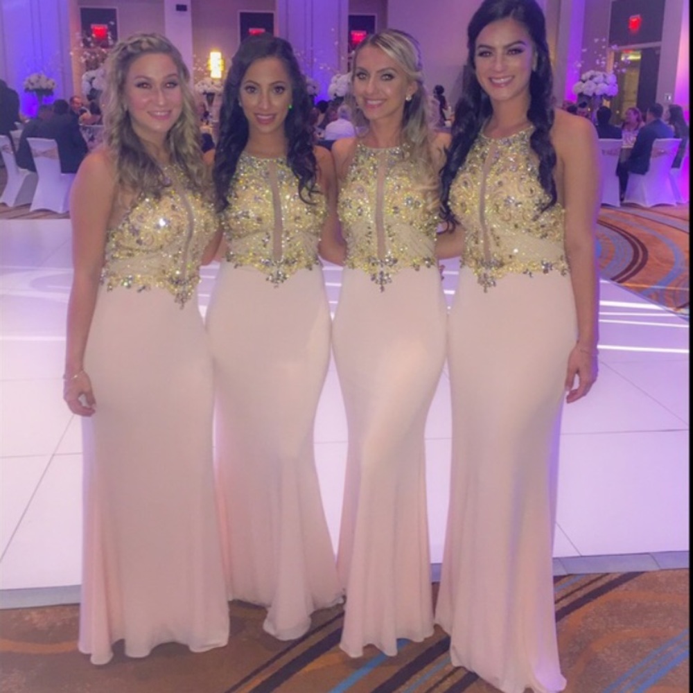 Jovani bridesmaid / prom dress blush jersey dress