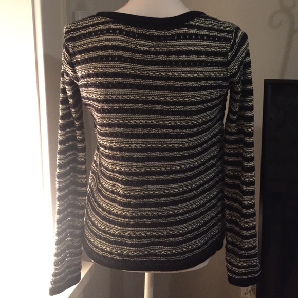 LAST CALL Paris Black and White Striped Knit Cardi - Picture 3 of 4