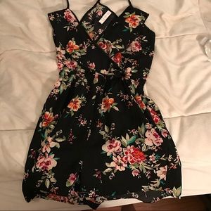 Floral and black romper