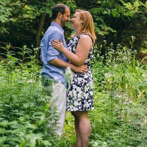 Navy and white floral sleeveless dress