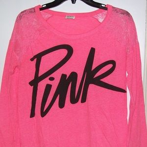 💘Pink Long Sleeve Sweater With Shoulder Design💘