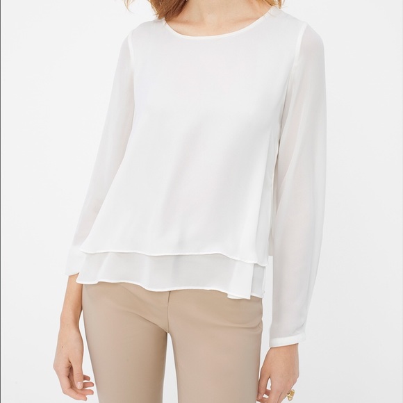 WHBM white double layer blouse