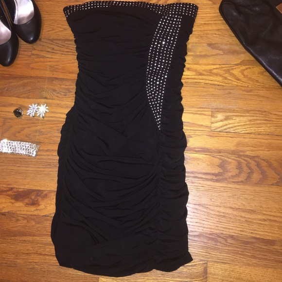 Strapless black dress