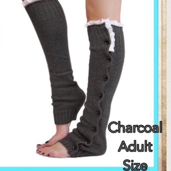 LEG WARMERS Charcoal Buttoned Down - Picture 2 of 3
