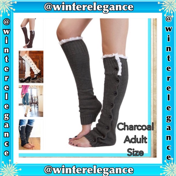 LEG WARMERS Charcoal Buttoned Down - Picture 3 of 3