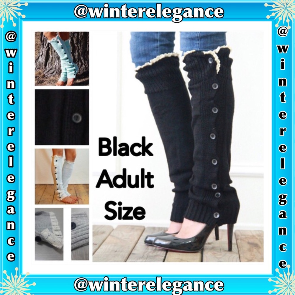 LEG WARMERS Black Buttoned Down - Picture 4 of 5