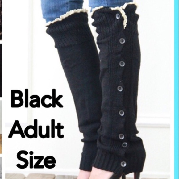 LEG WARMERS Black Buttoned Down - Picture 3 of 5