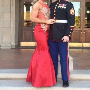 Red mermaid ball gown