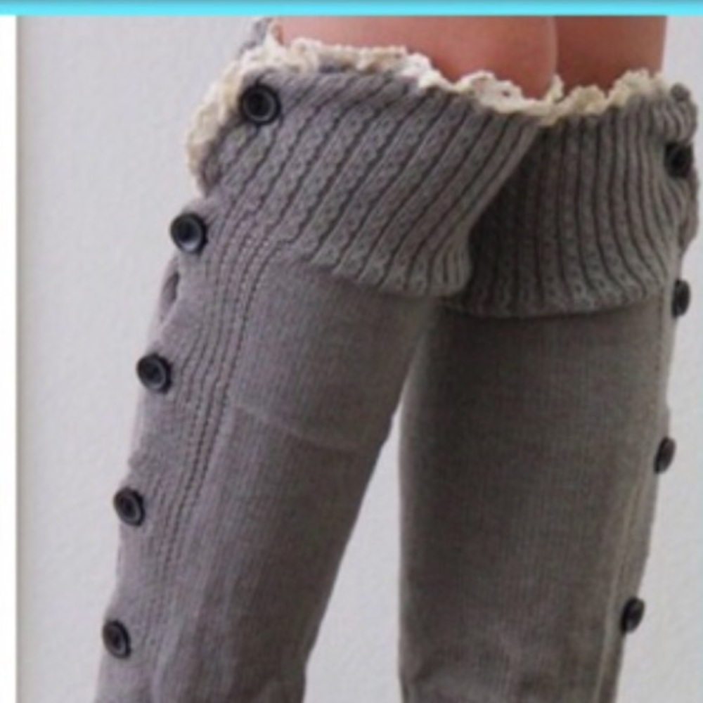 LEG WARMERS Pewter Buttoned Down - Picture 3 of 3