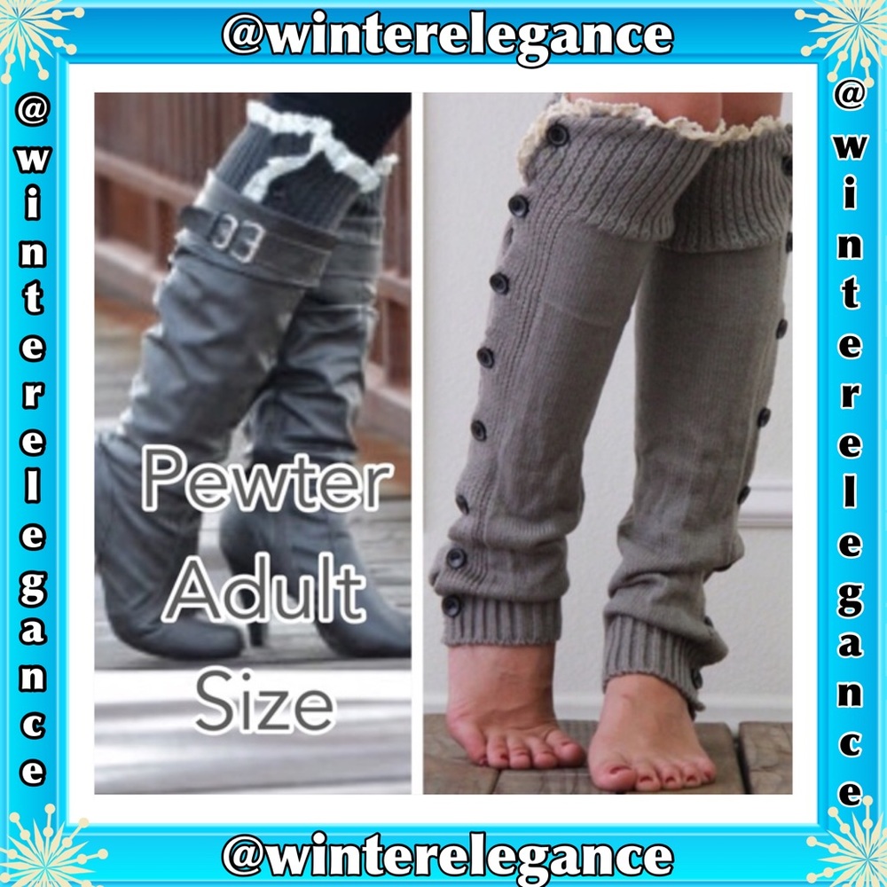 LEG WARMERS Pewter Buttoned Down - Picture 2 of 3