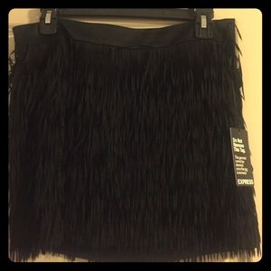 Black fringe mini skirt