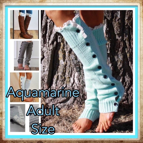 LEG WARMERS Aquamarine Buttoned Down - Picture 2 of 6