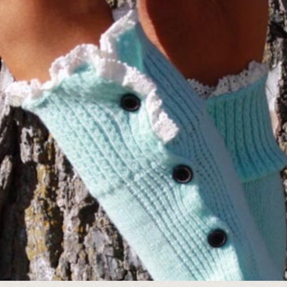 LEG WARMERS Aquamarine Buttoned Down - Picture 6 of 6