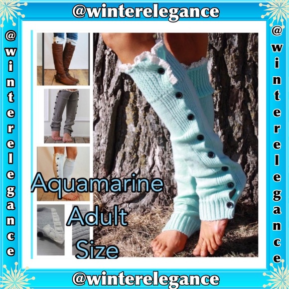 LEG WARMERS Aquamarine Buttoned Down - Picture 5 of 6