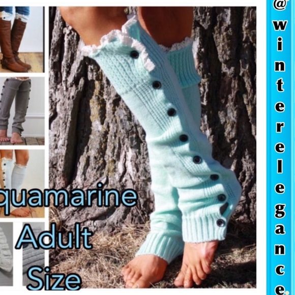 LEG WARMERS Aquamarine Buttoned Down - Picture 3 of 6