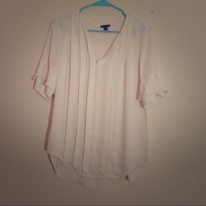 White flute sleeves shirt