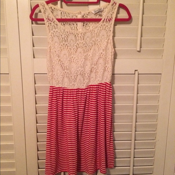 Cute everyday red and nude dress