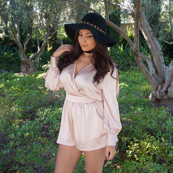 S.G. Thankful Nude Satin Romper - Picture 2 of 4