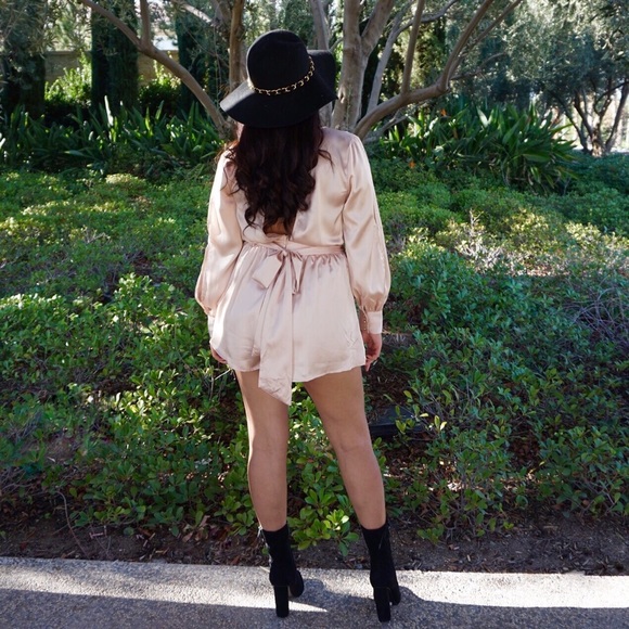 S.G. Thankful Nude Satin Romper - Picture 3 of 4