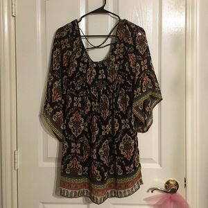 SOLD MultiColored Boho Wing Dress w/ Elastic Waist