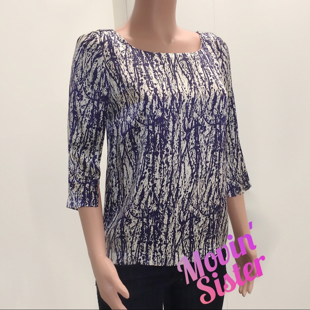 Joie Silk Blouse, SZ XS Blue/White