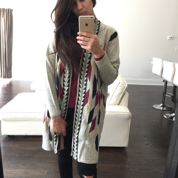 Oatmeal Aztec Slouch Cardigan - Picture 3 of 4