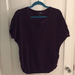 Plum open weave short sleeve sweater
