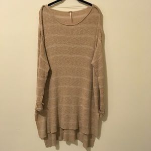 FREE PEOPLE Tan Striped Oversized Sweater Dress FREE PEOPLE Tan Striped Oversized Sweater Dress
