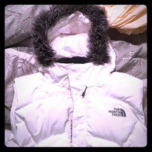North face vest fur hood