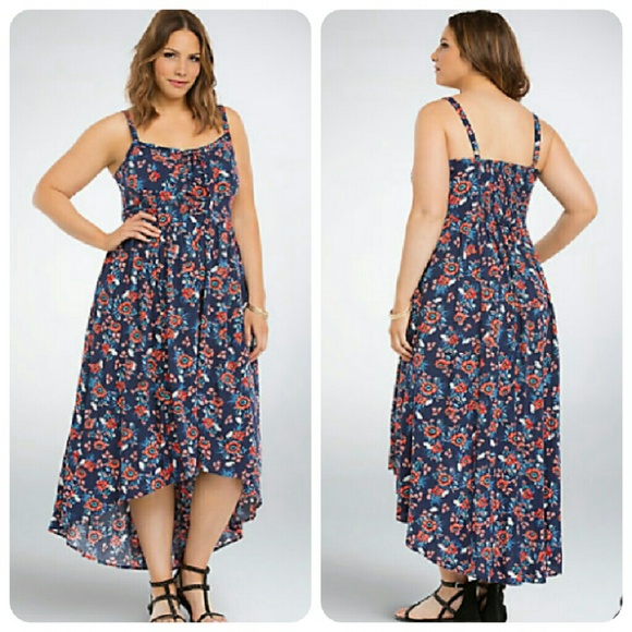 New Lace Up Floral Hi-low Maxi Dress 00 10 M/L - Picture 1 of 2