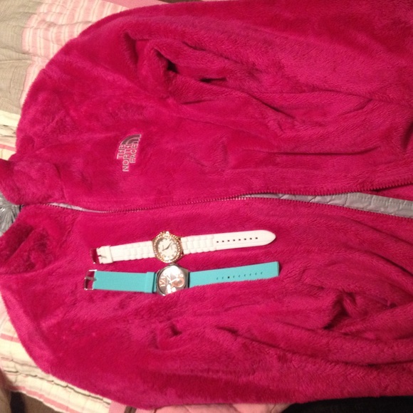 Bundle: Pink The North Face jacket & two watches