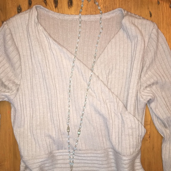 V Neck Ribbed Sweater Peplum Tunic Dress Small - Picture 2 of 3