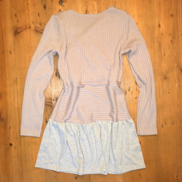 V Neck Ribbed Sweater Peplum Tunic Dress Small - Picture 3 of 3