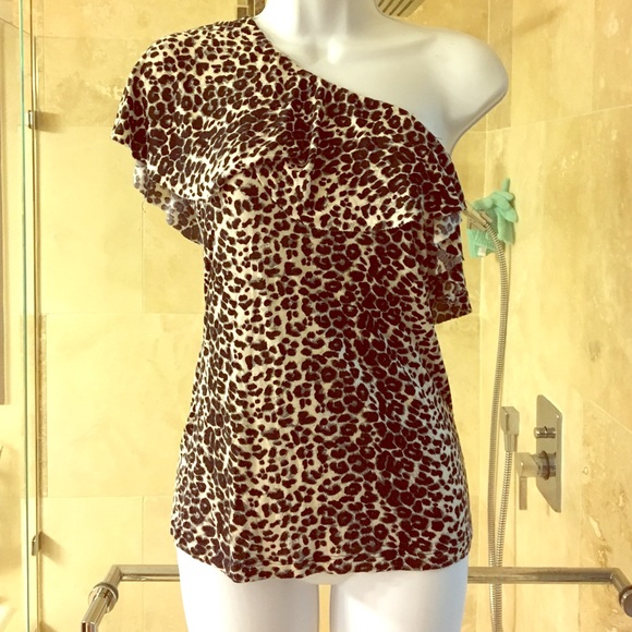 Off the shoulder animal print blouse