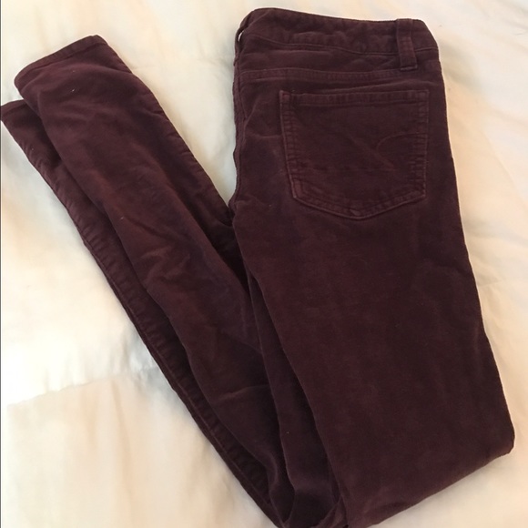 Burgundy corduroy skinny jeans