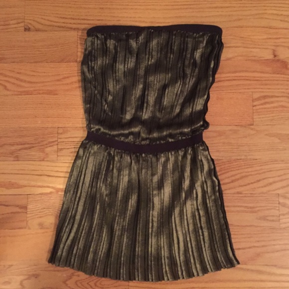 BCBG MaxAzria Gold Shimmer SZ XS Strapless Dress
