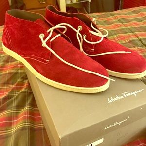 Red Suede Holiday Ferragamo boots