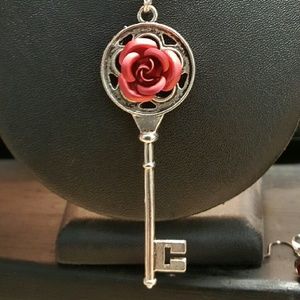 Handmade Steampunk Victorian Key & Rose Necklace