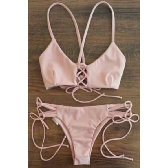 Pink Criss Cross Bikini Cheeky