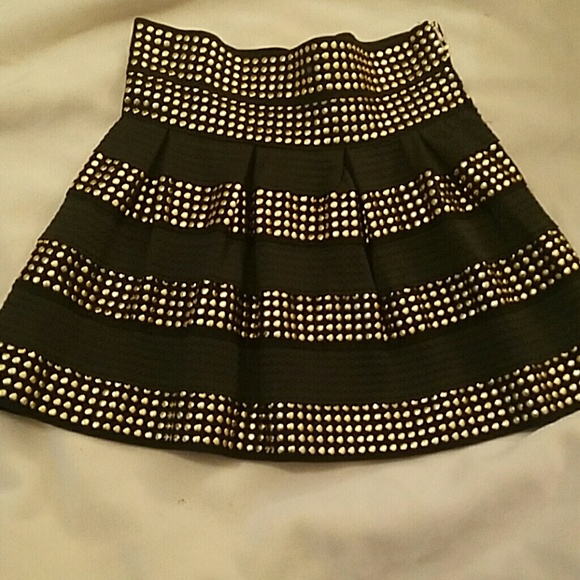 Black & gold studded cupcake cut high waste skirt