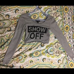 Forever 21 "Show Off" long sleeve  crop top