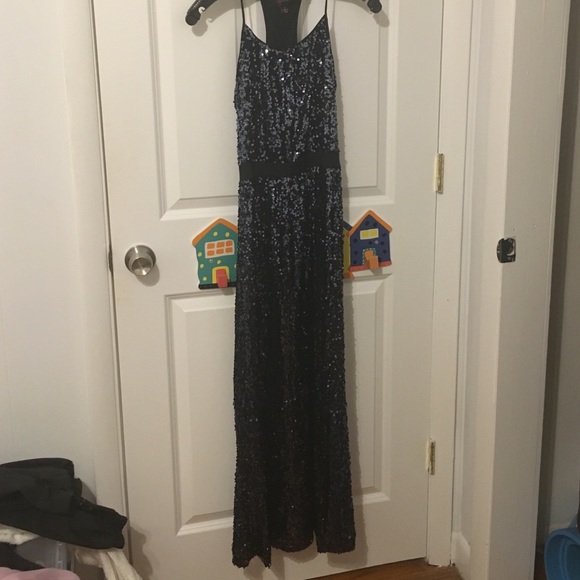 Aqua Dresses - dark blue sequined