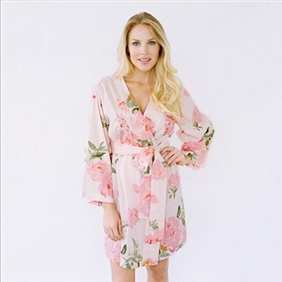 KNEE LENGTH KIMONO ROBE PERSIMMON HEARS HER WISH