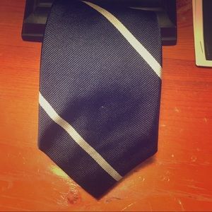 JCrew navy blue silver grey stripe tie