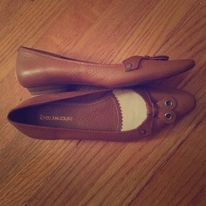 Brown leather flats