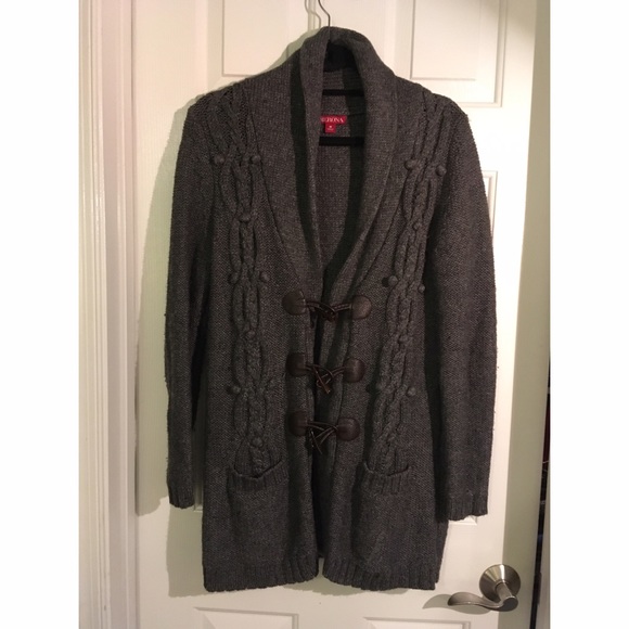 Grey Sweater-coat with Toggle Closures