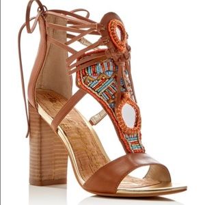 Sam Edelman Yvette SZ 6.5 Beaded Ankle Tie Sandals