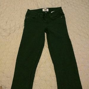 Paige green embroidered skinny pants