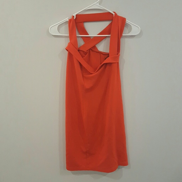Orange Asos criss cross strap dress