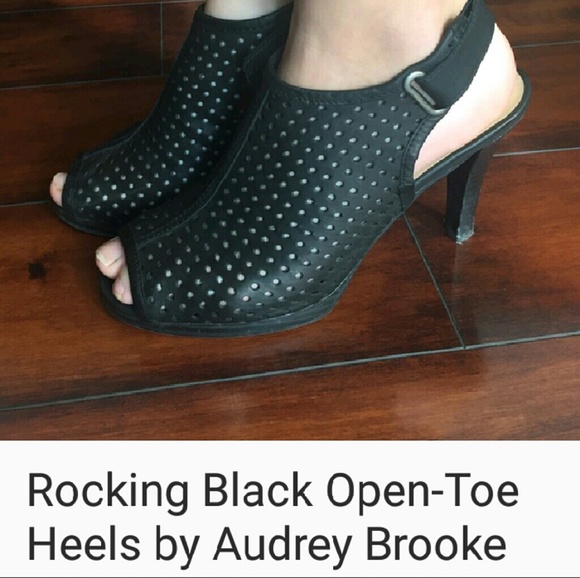 black open toe heels